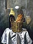basket and egg, egg tempera on canvas